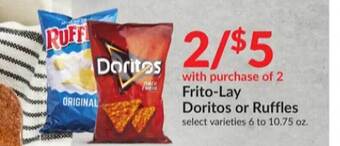 Hy-Vee Frito-lay doritos or ruffles offer