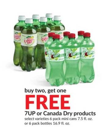 Hy-Vee 7up or canada dry products offer