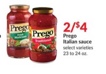 Hy-Vee Prego italian sauce offer