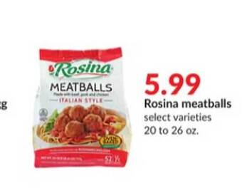 Hy-Vee Rosina meatballs offer