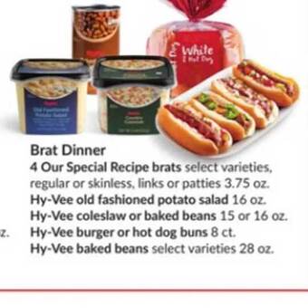 Hy-Vee Brat dinner offer