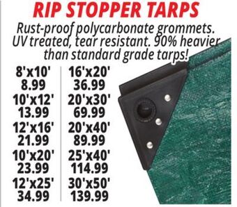 Ocean State Job Lot Rip stopper tarps offer