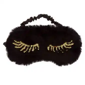Claire's Plush sequin eyelash sleeping mask - black offer