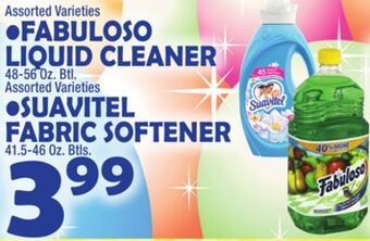 Bravo Supermarkets Fabuloso liquid cleaner 48-56 oz. btl.,suavitel fabric softener 41.5-46 oz. btls offer