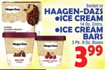 Bravo Supermarkets Haagen-dazs, ice cream 14 oz. cntrs. ice cream bars 3 pk. 9 oz. boxes offer