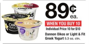 ACME Dannon oikos or light & fit greek yogurt offer