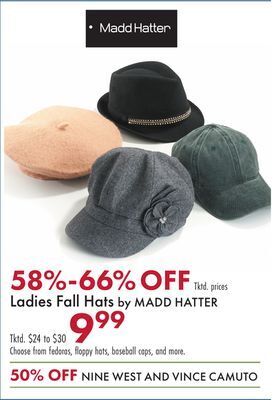 Boscov's Ladies fall hats by madd hatter offer