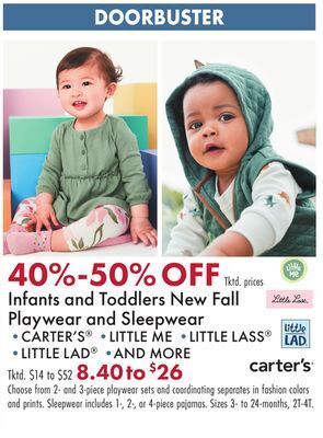 Boscov's Infants and toddlers new fall playwear and sleepwear offer