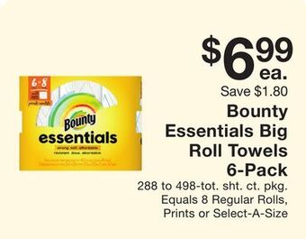 Fairway Store Market Bounty essentials big roll towels 6-pack offer
