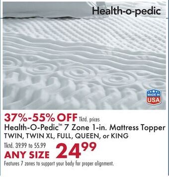 Boscov's Health-o-pedic™ 7 zone 1-in. mattress topper offer