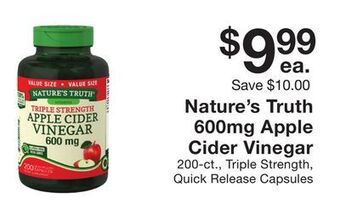 Fairway Store Market Nature's truth 600mg apple cider vinegar offer