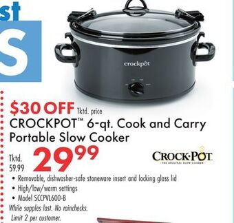 Boscov's Crockpot™ 6-qt. cook and carry portable slow cooker offer