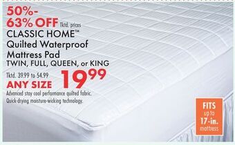 Boscov's Classic home™ quilted waterproof mattress pad offer