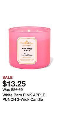 Bath & Body Works White barn pink apple punch 3-wick candle offer