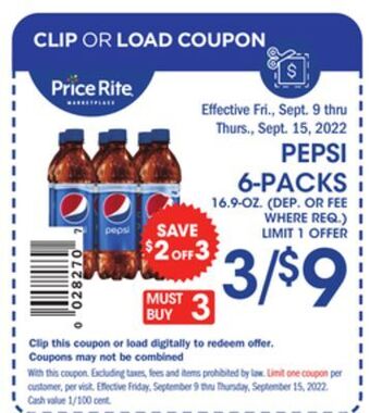 Price Rite Pepsi 6-packs offer