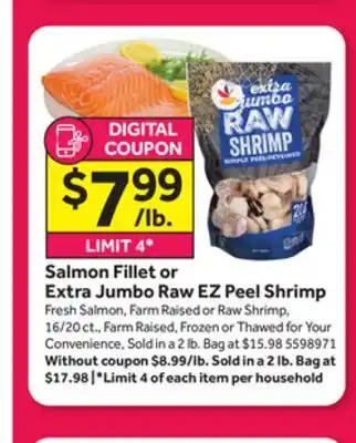 Stop&Shop Salmon fillet or extra jumbo raw ez peel shrimp offer