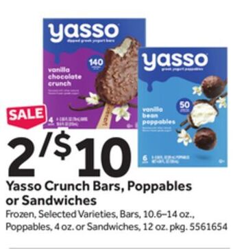 Stop&Shop Yasso crunch bars, poppables or sandwiches offer