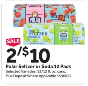 Stop&Shop Polar seltzer or soda 12 pack offer