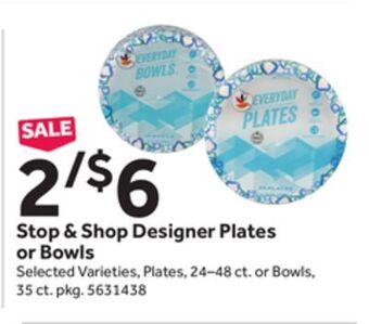 Stop&Shop Stop & shop designer plates or bowls offer