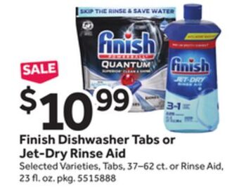 Stop&Shop Finish dishwasher tabs or jet-dry rinse aid offer