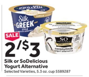 Stop&Shop Silk or sodelicious yogurt alternative offer