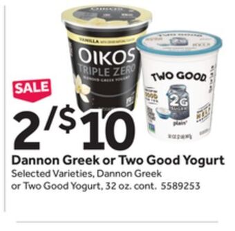 Stop&Shop Dannon greek or two good yogurt offer
