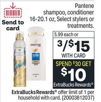 CVS Pantene shampoo, conditioner 16-20.1 oz, select stylers or treatments offer