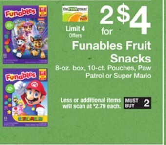 The Fresh Grocer Fruit snacks offer