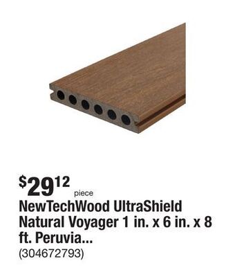 The Home Depot Newtechwood ultrashield natural voyager 1 in. x 6 in. x 8 ft. peruvian teak hollow composite decking board offer