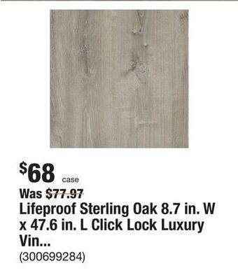 The Home Depot Lifeproof sterling oak 8.7 in. w x 47.6 in. l click lock luxury vinyl plank flooring (20.06 sq. ft. / case) offer