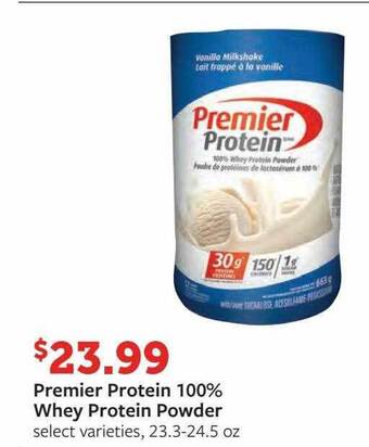 Fareway Premier protein 100% whey protein powder offer