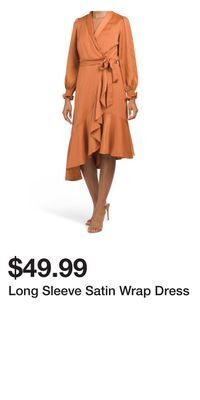 TJ Maxx Long sleeve satin wrap dress offer