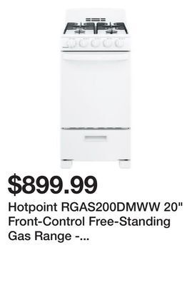Kmart Hotpoint rgas200dmww 20" front-control free-standing gas range - white offer