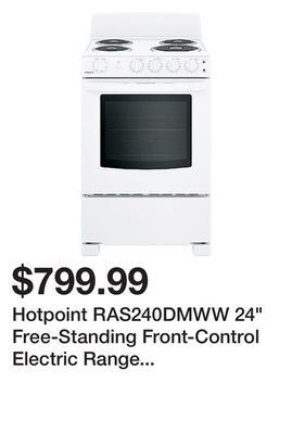 Kmart Hotpoint ras240dmww 24" free-standing front-control electric range - white offer