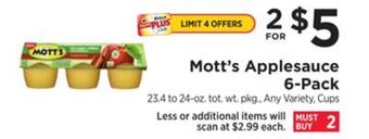 ShopRite Applesauce 6-pack offer