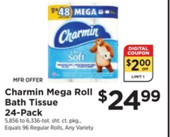 ShopRite Mega roll bath tissue 24-pack offer