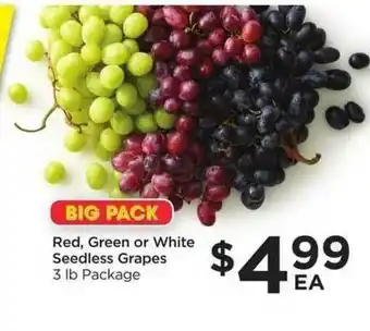 Food 4 Less Red Green Or White Seddless Grapes offer