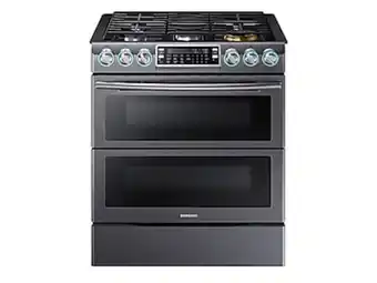 Samsung 5.8 cu. ft. slide-in gas range with flex duo™ & dual door in black stainless steel offer