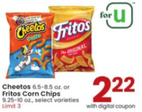 Albertsons Cheetos 6.5-8.5 oz. or Fritos Corn Chips 9.25-10 oz. offer