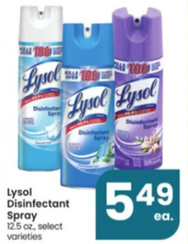 Albertsons Lysol Disinfectant Spray offer