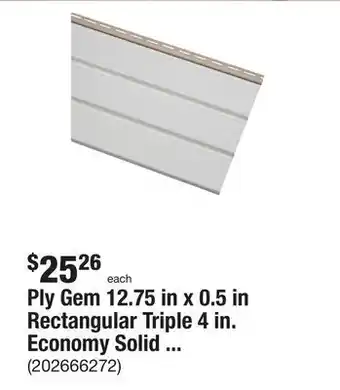 The Home Depot Ply gem 12.75 in x 0.5 in rectangular triple 4 in. economy solid vinyl soffit - non-ventilated offer