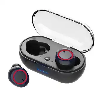 Walmart Ficcug wireless earbuds bluetooth 5.0 headphones tws true wireless stereo headset earphone with charging case for sports/runn offer