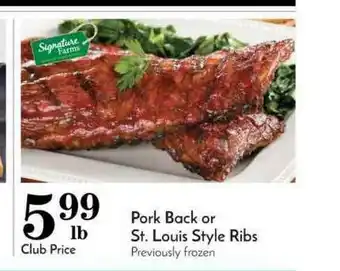 Pavilions Pork Back Or St. Louis Style Ribs offer