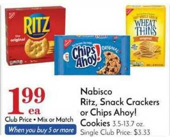 Pavilions Nabisco Ritz Snack Crackers Or Chips Ahoy! Cookies offer