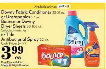 Pavilions Downy Fabric Condicioner Or Unstopables Bounce Or Downy Dryer Sheets Or Tide Anibacterial Spray offer