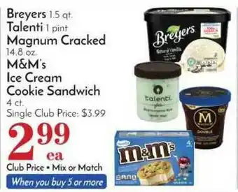 Pavilions Breyers Talenti Magnum Cracked M&m&'s Ice Cream Cookie Sandwich offer