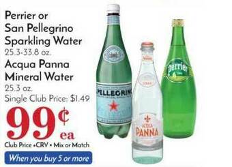 Pavilions Perrier Or San Pellegrino Sparkling Water Acqua Panna Mineral Water offer