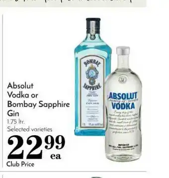 Pavilions Absolut Vodka Or Bombay Sapphire Gin offer