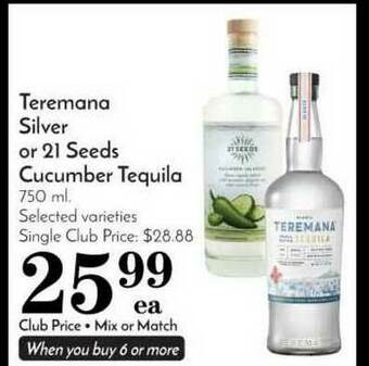 Pavilions Teremana Silver Or 21 Seeds Cucumber Tequila offer