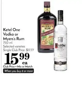 Pavilions Ketel One Vodka Or Myers's Rum offer